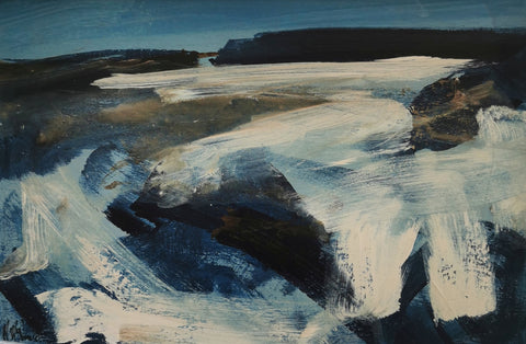 Mary McDonald 'Shallows Between the Rocks, Sanna' acrylic on panel 20x30cm (framed 33x43cm)