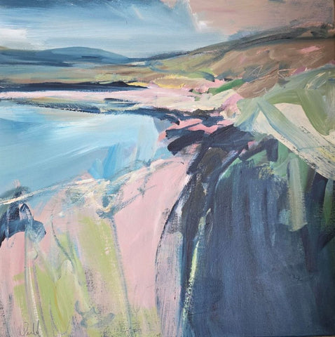 Mary McDonald 'Shoreline Treasure, Loch Lomond' acrylic on canvas 51x51cm