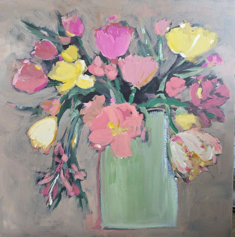 Mary McDonald 'Smile at Me' acrylic on canvas 76x76cm (89x89cm framed)