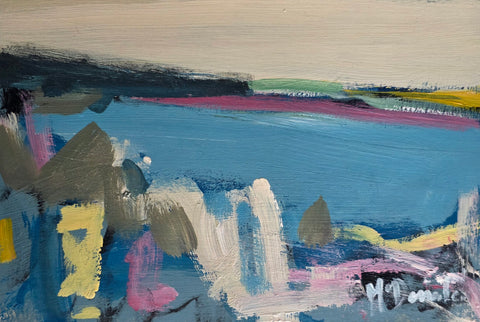 Mary McDonald 'Still Water, Soft Horizon' acrylic on panel 20x30cm (33x43cm framed)