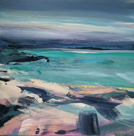 Mary McDonald 'Summer Evening, Ardmore Point' acrylic on canvas 51x51cm (framed 64x64cm)