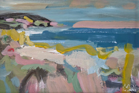 Mary McDonald 'Sunshine Shore' acrylic on panel 20x30cm (31x41cm framed)