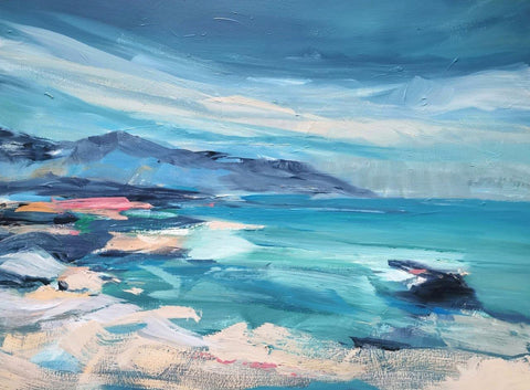 Mary McDonald 'Treasured Moment at Beautiful Portuairk' acrylic on canvas 76x101.5cm (framed 88.5x114cm)