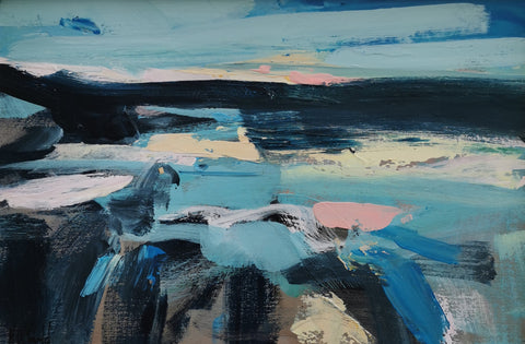 Mary McDonald 'Watching the Day Begin' arylic on panel 20x30cm (framed 33x43cm)