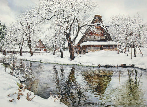 Matthew Phinn 'Shirakawago, Japan' watercolour on paper 74x100cm
