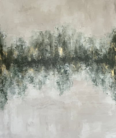 Megan Hatton 'Muted Verdure' mixed media on canvas 100x120cm