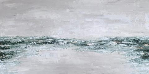 Megan Hatton 'Verdant Mist' mixed media on canvas 100x50cm