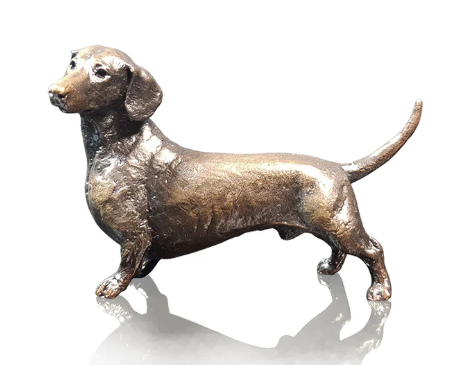 Michael Simpson 'Small Dachshund Standing' bronze H4.9xW7xD2.1cm