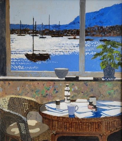 Mike Hall 'Sparkling Sea' acrylic on board 34x30cm