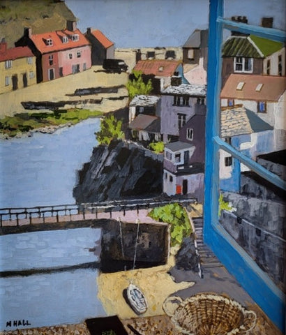 Mike Hall 'View of Staithes' acrylic on board 34x30cm