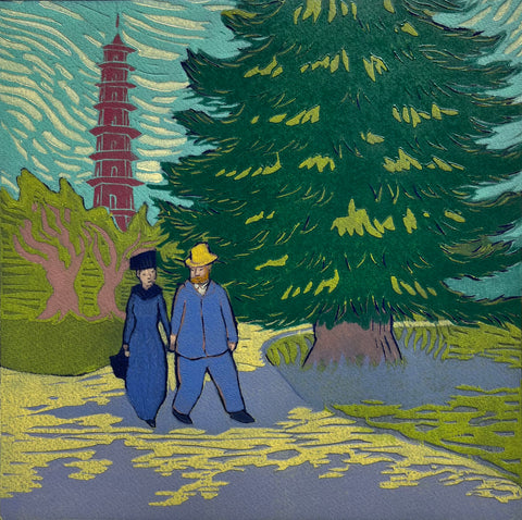 Mychael Barratt 'Once Upon a Time in London - Afternoon' limited edition woodcut 28x28cm