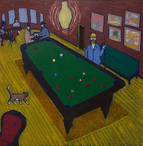 Mychael Barratt 'Once Upon a Time in London - Evening' limited edition woodcut 28x28cm