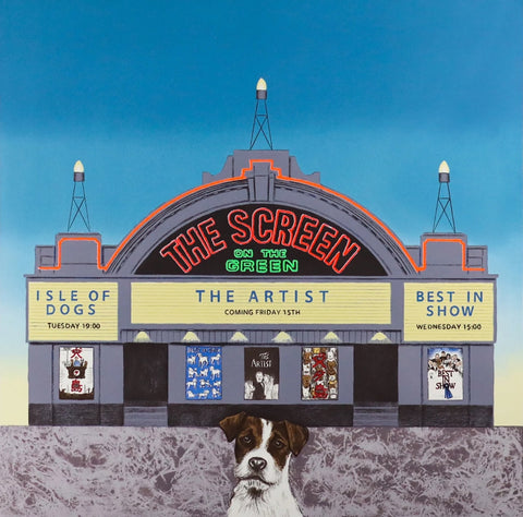 Mychael Barratt 'Wes Anderson's Dog - Screen on the Green' screenprint 50x50cm