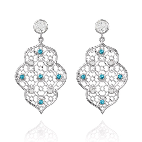 Augustine Jewels 'Sterling Silver Filigree Earrings in White Topaz & Blue Topaz'