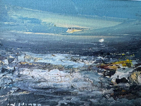 Nael Hanna 'Broken Light' mixed media on canvas 30x16cm