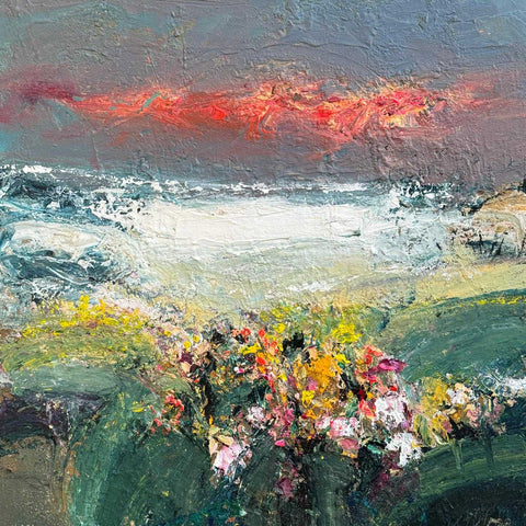 Nael Hanna 'Ecosse Spring' mixed media on board 100x100cm