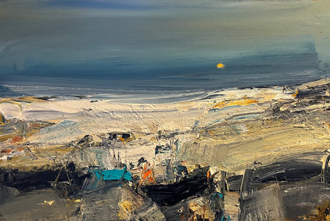 Nael Hanna 'Fishing Season, East Haven, Angus' mixed media 60x90cm
