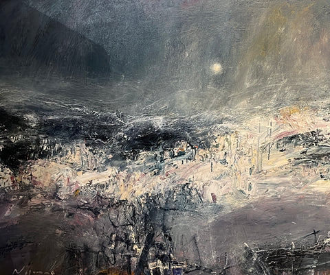 Nael Hanna 'High Tide, Carnoustie' mixed media on canvas 100x120cm