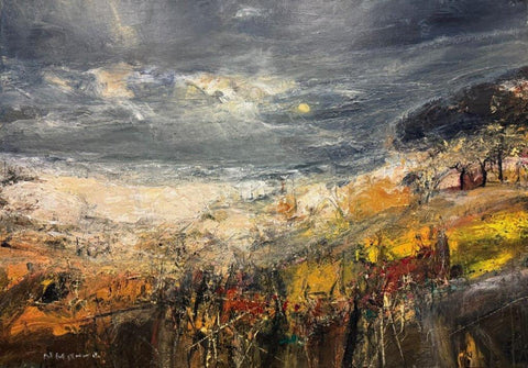 Nael Hanna 'Rhythm of Scottish Waters' mixed media on canvas 100x140cm