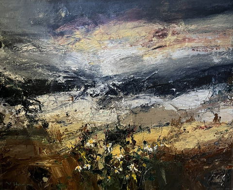 Nael Hanna 'Route to the West Coast, Scotland' mixed media on canvas 100x120cm