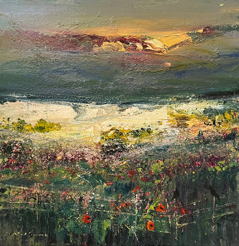 Nael Hanna 'Summer Sky over Angus Waters' mixed media on canvas 80x80cm