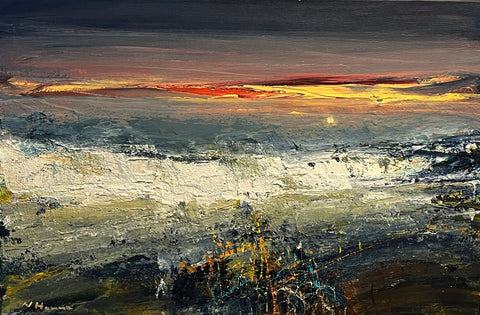 Nael Hanna 'Sunset over Fife Waters' mixed media on canvas 60x90cm
