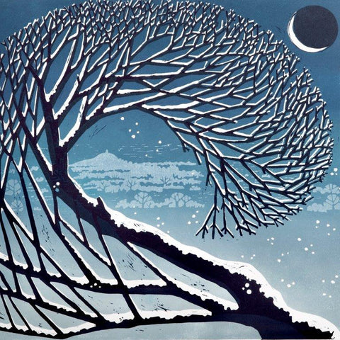 Olivia Clifton-Bligh 'I am the Receding Wave that will Return' hand burnished & illuminated linocut print 45x45cm image size (67x67cm framed) (edition of 30)