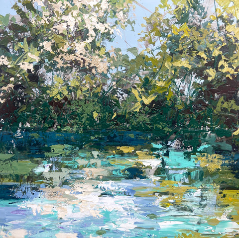 Paul Treasure 'Blossom' acrylic on canvas 120x120cm