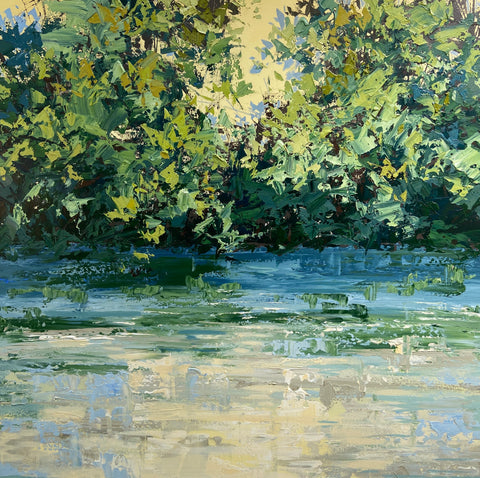 Paul Treasure 'Kings Blue Stream' acrylic on canvas 120x120cm