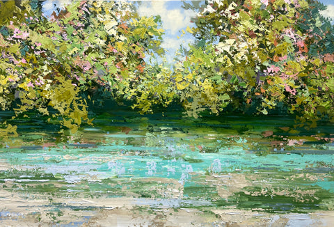 Paul Treasure 'Stickleback Green' acrylic on canvas 100x150cm
