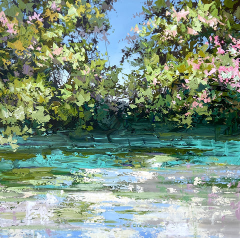 Paul Treasure 'Teal Deep' acrylic on canvas 120x120cm