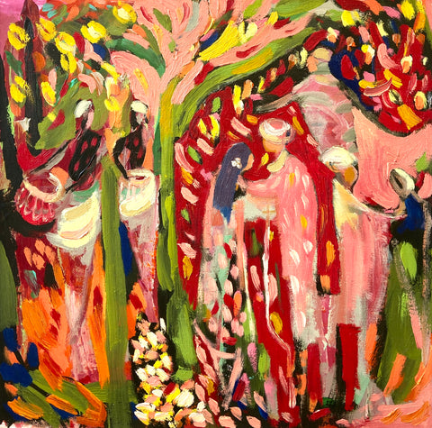 Paul Wadsworth 'Indian Wedding' oil on canvas 70x70cm (framed)