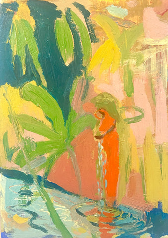 Paul Wadsworth 'Orange Sari' acrylic on board 43x30cm