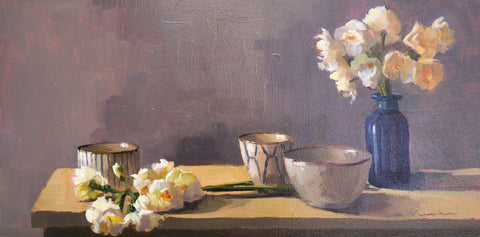 Penny German 'Lost and Found' oil on panel 20x40cm