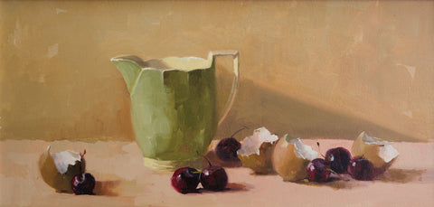 Penny German 'Promise to Return' oil on panel 20x40cm