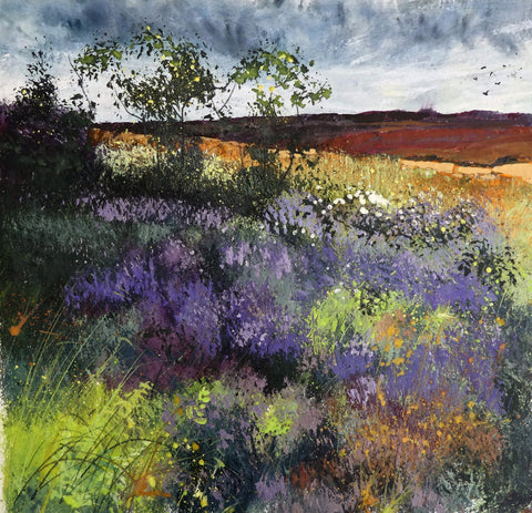 Pete Gilbert 'And the Crows take Flight' watercolour 48x50cm