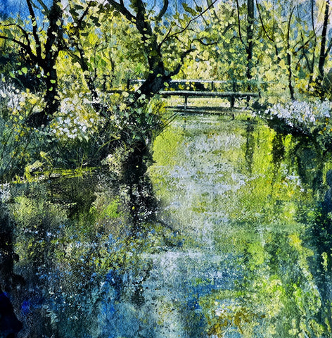 Pete Gilbert 'Blackwater Bridge' mixed media H51xW53cm