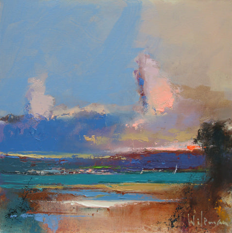 Peter Wileman 'Autumn Light, Loch Melfort' oil on canvas 30x30cm