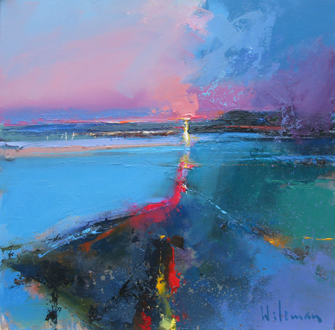 Peter Wileman 'Embers of the Evening, North Uist' oil on canvas 40x40cm