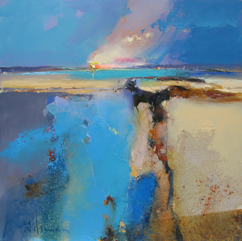 Peter Wileman 'Monks Strand, Iona' oil on canvas 40x40cm