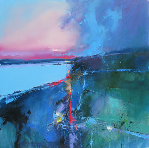 Peter Wileman 'The Evening Tide, Tiree' oil on canvas 80x80cm