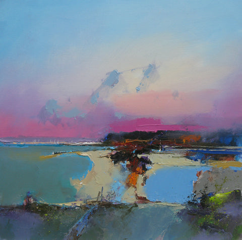 Peter Wileman 'Western Light, Harris' oil on canvas 40x40cm