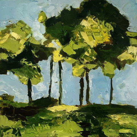 Polly Dutton 'Form & Foliage' oil on birchwood panel 51x51cm