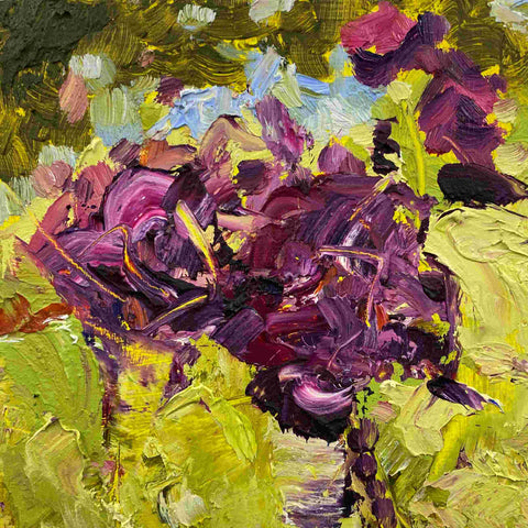 Polly Dutton 'Musk & Mallow' oil on birchwood panel 15x15cm