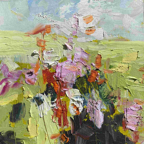 Polly Dutton 'Perfect Clash' oil on birchwood panel 15x15cm