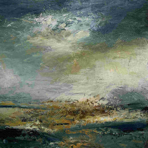 Polly Dutton 'The Light that slowly beckons' oil on birchwood panel 50x50cm