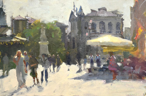 Richard Pikesley 'Into the light, Campo San Stefano' oil on board 20x30.5cm
