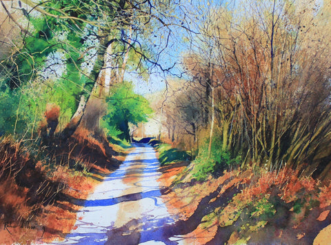 Richard Thorn 'Springtime in the Lane' mixed media on paper 38x53cm