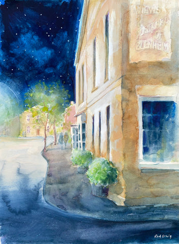 Rod Craig 'A Quiet Night in Park Street, Woodstock' watercolour and gouache on Fabriano paper 57x46cm
