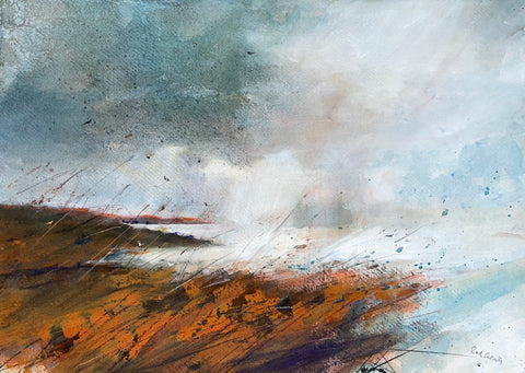 Rod Craig 'Against the Wind' watercolour on handmade rag paper 41x53cm